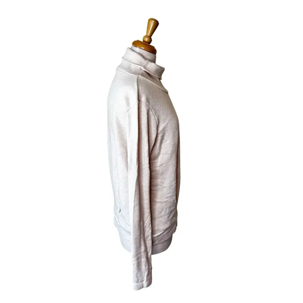 ALO Yoga Clarity Long Sleeve Turtleneck Sweatshirt Heather Oatmeal Size Medium